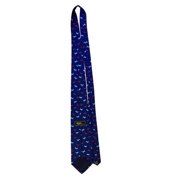 Alynn Mens Blue Silk Horse Pattern Tie Creative American Design USA-Made - Picture 6 of 9